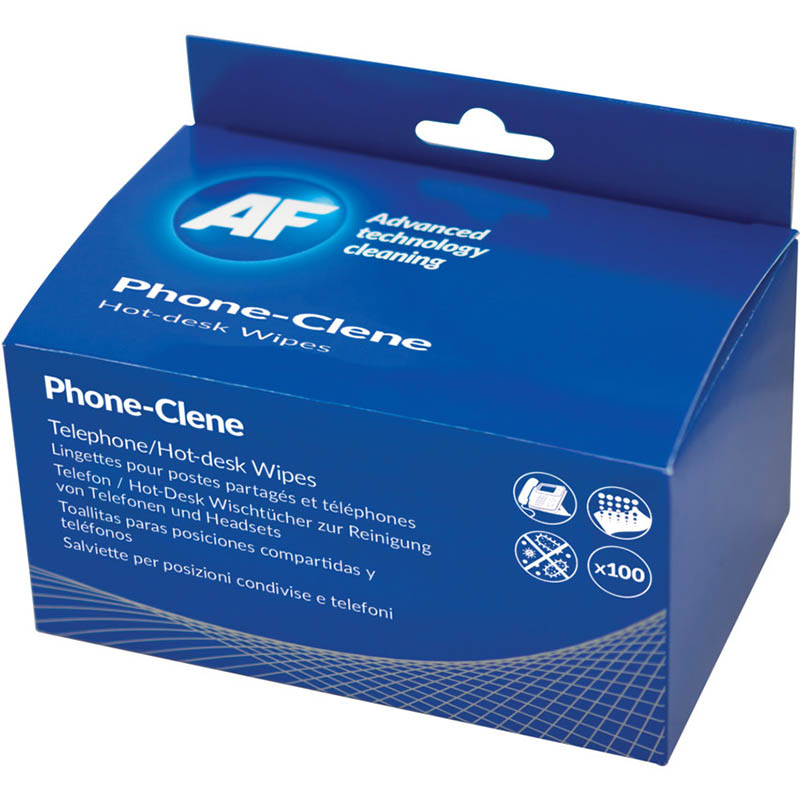 Image for AF PHONE-CLENE PHONE WIPES ANTI-BACTERIAL PACK 100 from Connelly's Office National