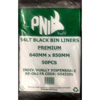 pni tuff premium bin liners 54 litre black pack 50