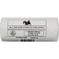 pni tuff kitchen bin liners hdpe 36 litre white roll 50
