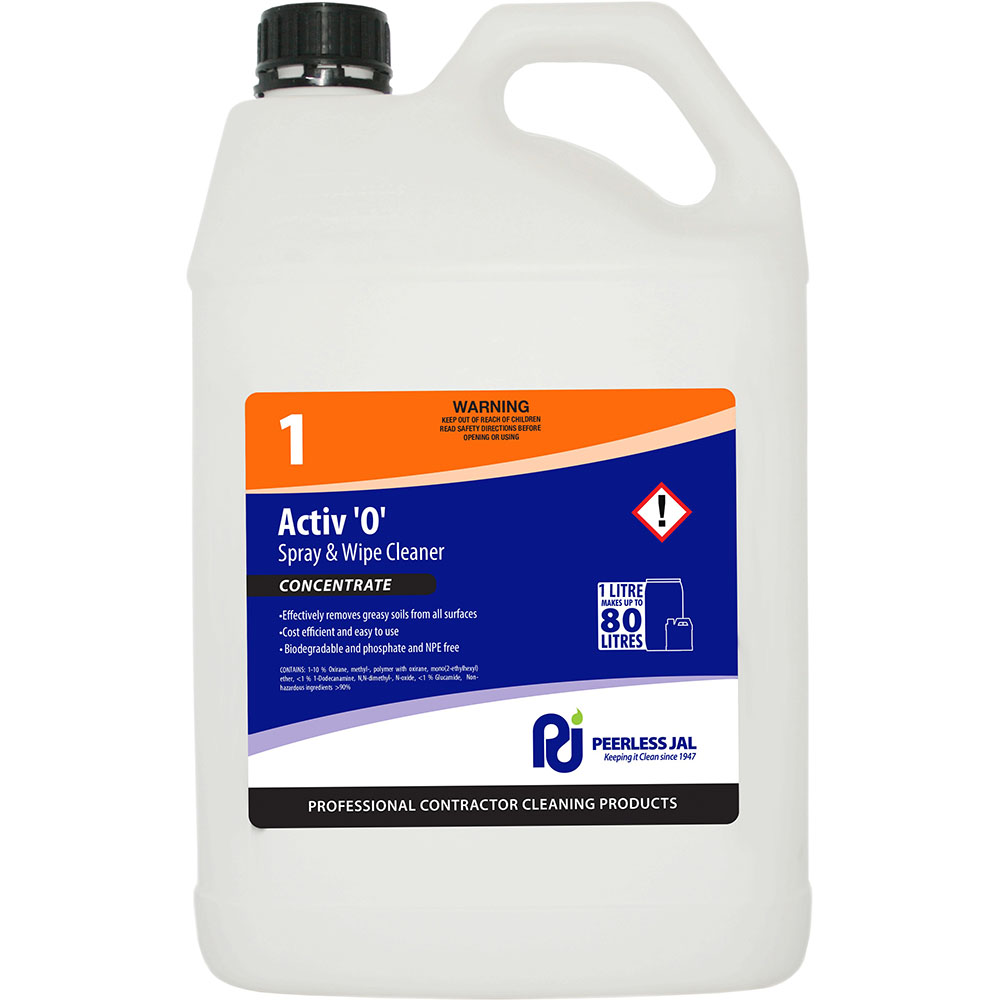 Image for PEERLESS JAL ACTIV O CONCENTRATED SPRAY AND WIPE SURFACE CLEANER 5 LITRE from Pirie Office National