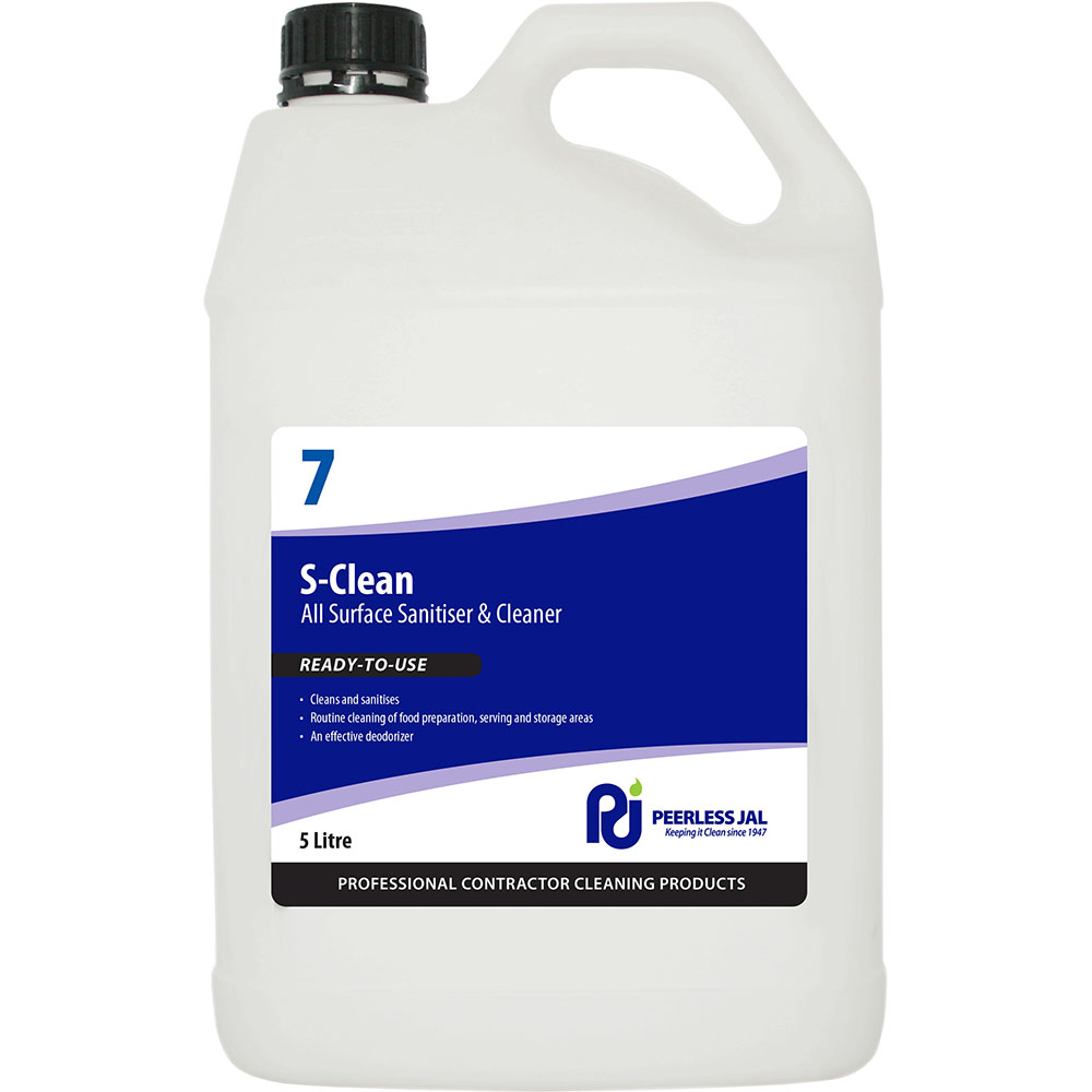 Image for PEERLESS JAL S-CLEAN SURFACE SANITISER AND CLEANER 5 LITRE from Pirie Office National