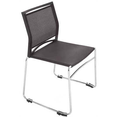Image for RAPIDLINE PMV STACKABLE VISITORS CHAIR SLED BASE POLY SEAT/MESH BACK BLACK from C & G Office National