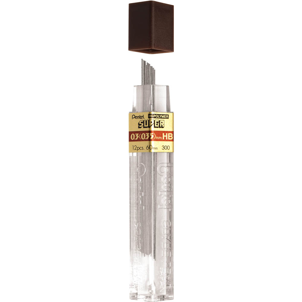 Image for PENTEL HI-POLYMER MECHANICAL PENCIL LEAD REFILLS HB 0.3MM TUBE 12 from PaperChase Office National