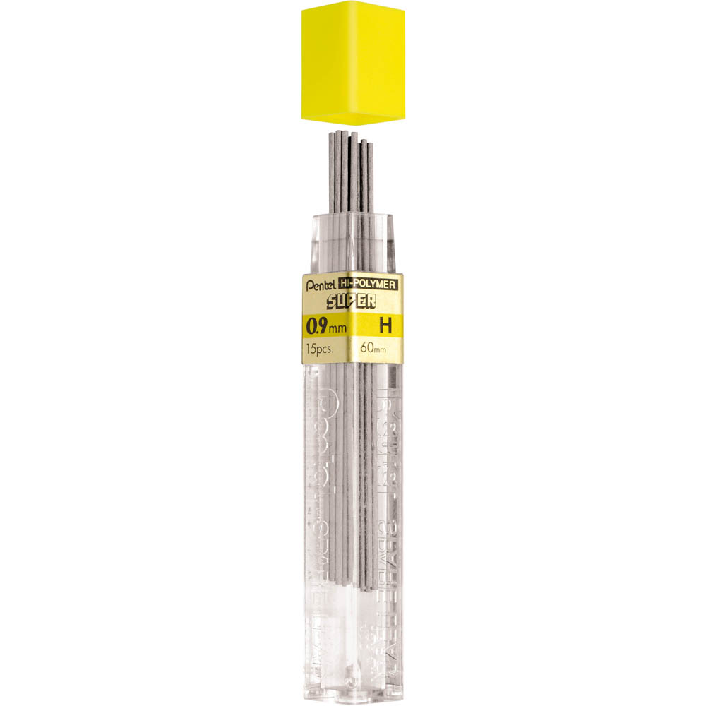 Image for PENTEL HI-POLYMER MECHANICAL PENCIL LEAD REFILLS H 0.9MM TUBE 15 from PaperChase Office National