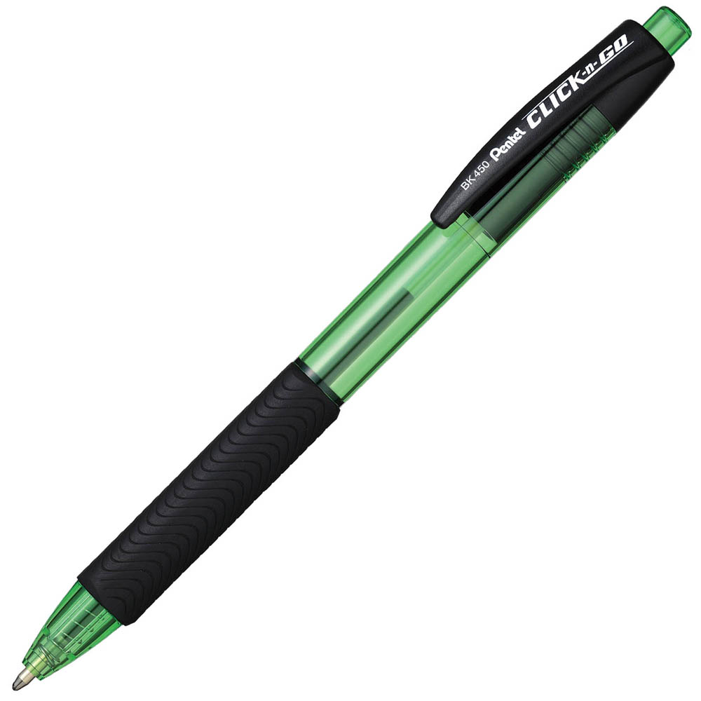 Image for PENTEL BK450 CLICK N GO RETRACTABLE BALLPOINT PEN 1.0MM GREEN BOX 12 from PaperChase Office National