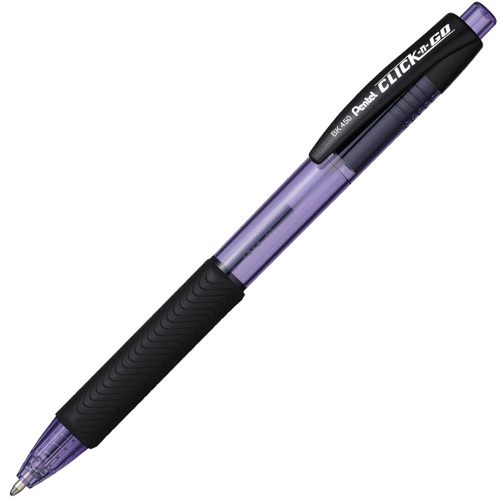 Image for PENTEL BK450 CLICK N GO RETRACTABLE BALLPOINT PEN 1.0MM VIOLET BOX 12 from OFFICE NATIONAL CANNING VALE