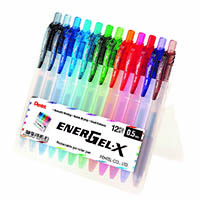 pentel bln105 energel x retractable gel ink pen fine 0.5mm assorted pack 12