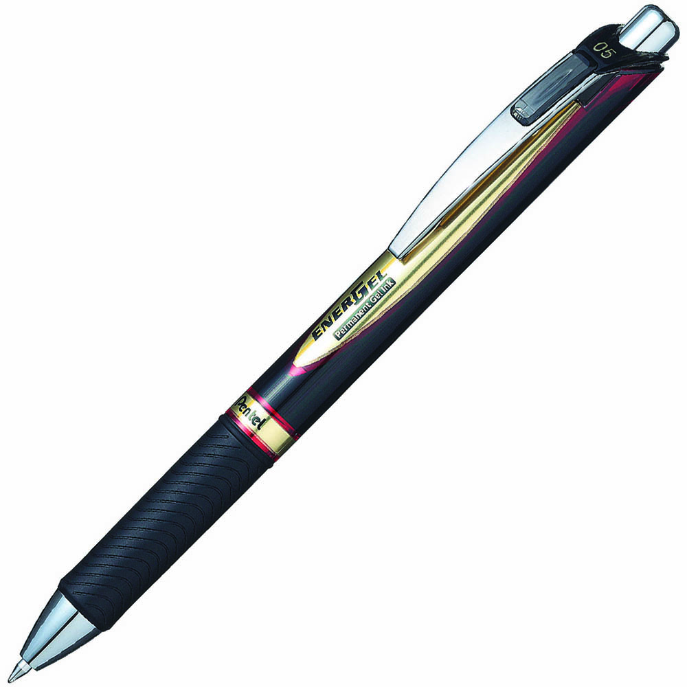 Image for PENTEL BLP75 ENERGEL RETRACTABLE PERMANENT GEL INK PEN 0.5MM RED BOX 12 from Office National Limestone Coast