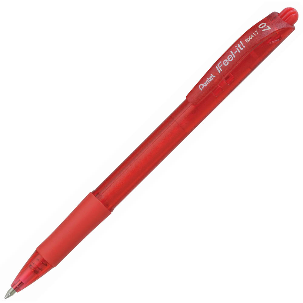 Image for PENTEL BX417 IFEEL-IT RETRACTABLE BALLPOINT PEN 0.7MM RED BOX 12 from Office National Perth CBD