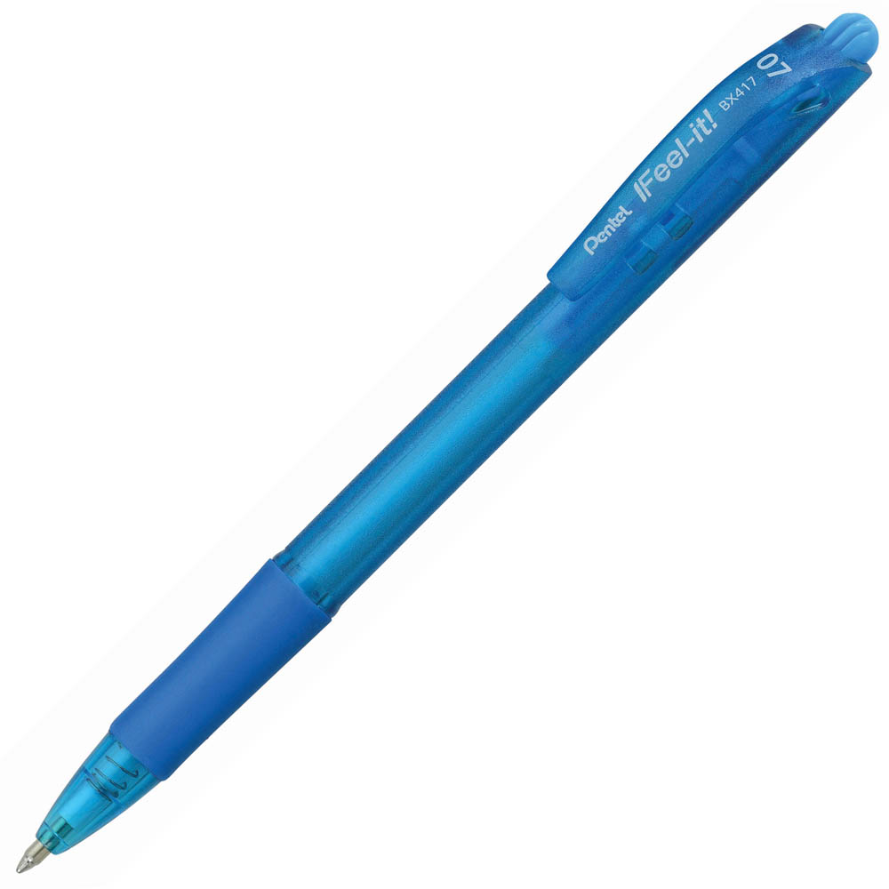 Image for PENTEL BX417 IFEEL-IT RETRACTABLE BALLPOINT PEN 0.7MM SKY BLUE BOX 12 from Aztec Office National