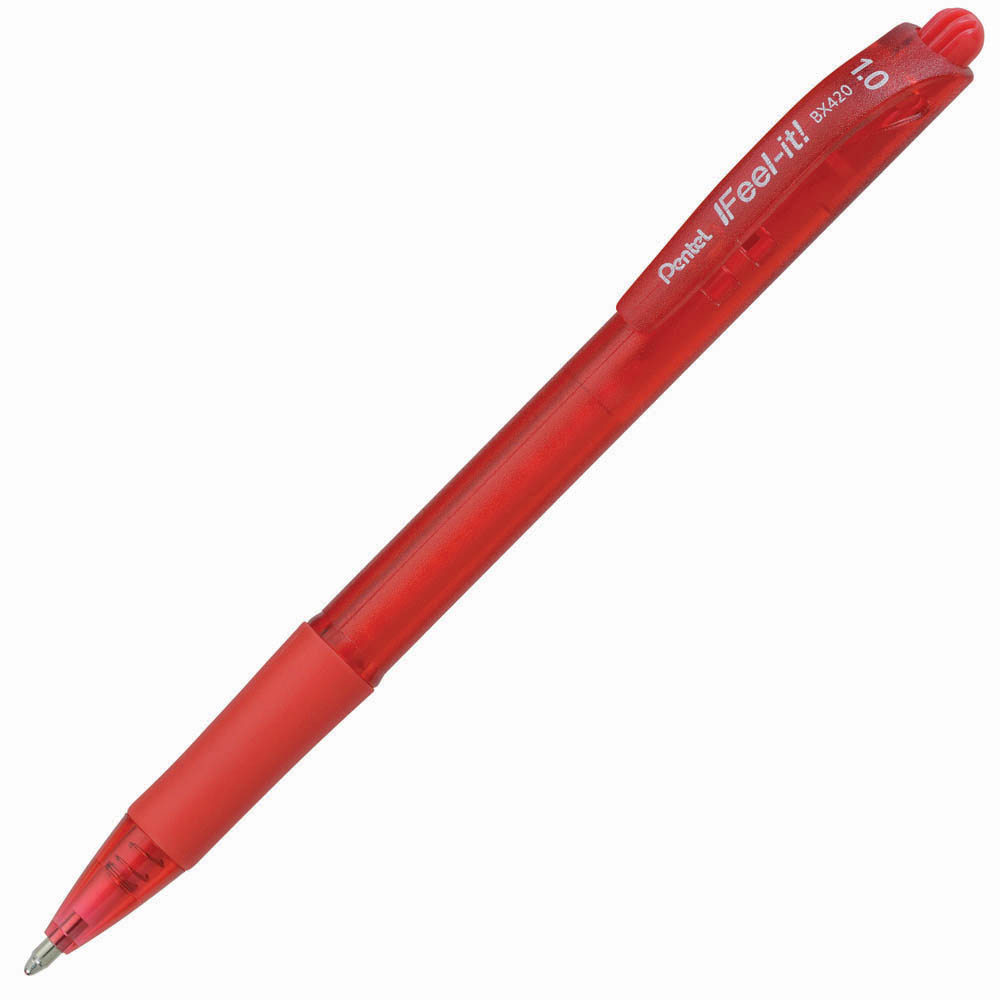 Image for PENTEL BX420 IFEEL-IT RETRACTABLE BALLPOINT PEN 1.0MM RED BOX 12 from Discount Office National