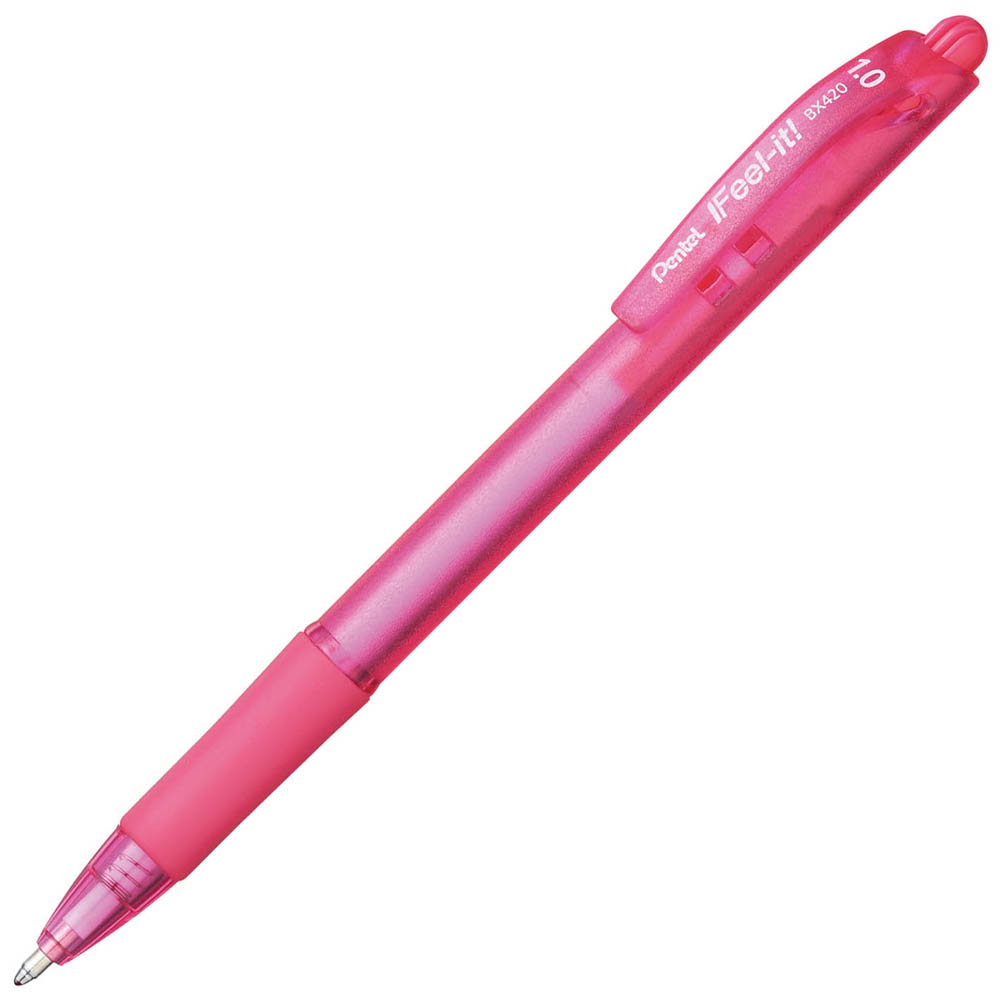 Image for PENTEL BX420 IFEEL-IT RETRACTABLE BALLPOINT PEN 1.0MM PINK BOX 12 from Pirie Office National