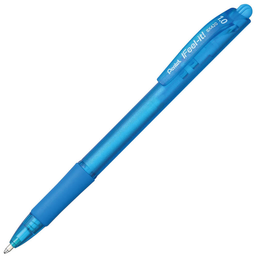 Image for PENTEL BX420 IFEEL-IT RETRACTABLE BALLPOINT PEN 1.0MM SKY BLUE BOX 12 from Pirie Office National
