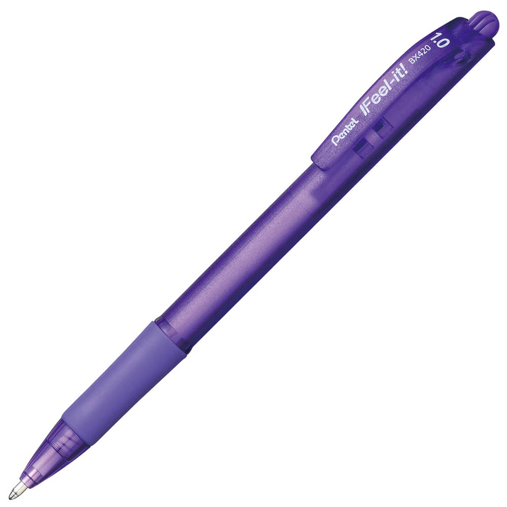 Image for PENTEL BX420 IFEEL-IT RETRACTABLE BALLPOINT PEN 1.0MM VIOLET BOX 12 from Emerald Office Supplies Office National