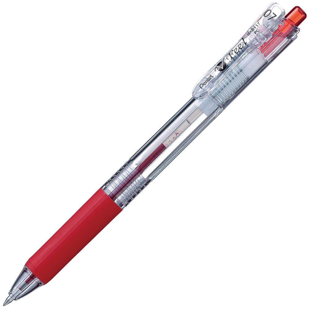 Image for PENTEL BXB117 VFEEL RETRACTABLE BALLPOINT PEN 0.7MM RED BOX 10 from Emerald Office Supplies Office National