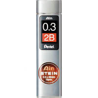 pentel c273 ain stein mechanical pencil lead refill 0.3mm 2b grey tube 15