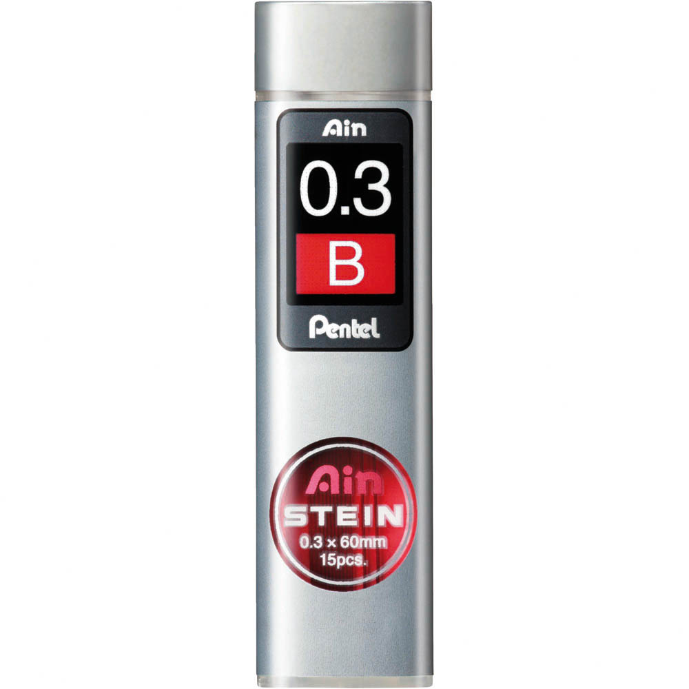 Image for PENTEL C273 AIN STEIN MECHANICAL PENCIL LEAD REFILL 0.3MM B GREY TUBE 15 from Angletons Office National