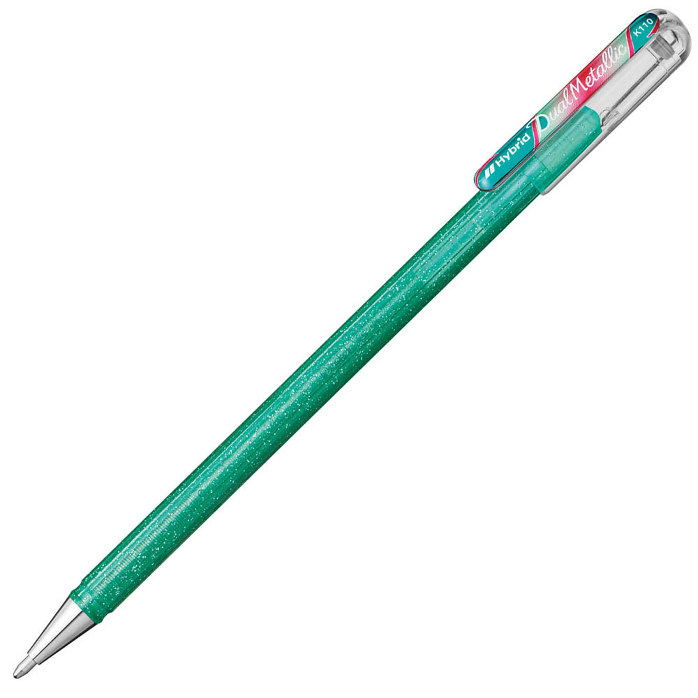 Image for PENTEL K110 HYBRID DUAL METALLIC GEL INK PEN 1.0MM TURQUOISE GREEN / METALLIC RED AND GREEN BOX 12 from Office National Limestone Coast