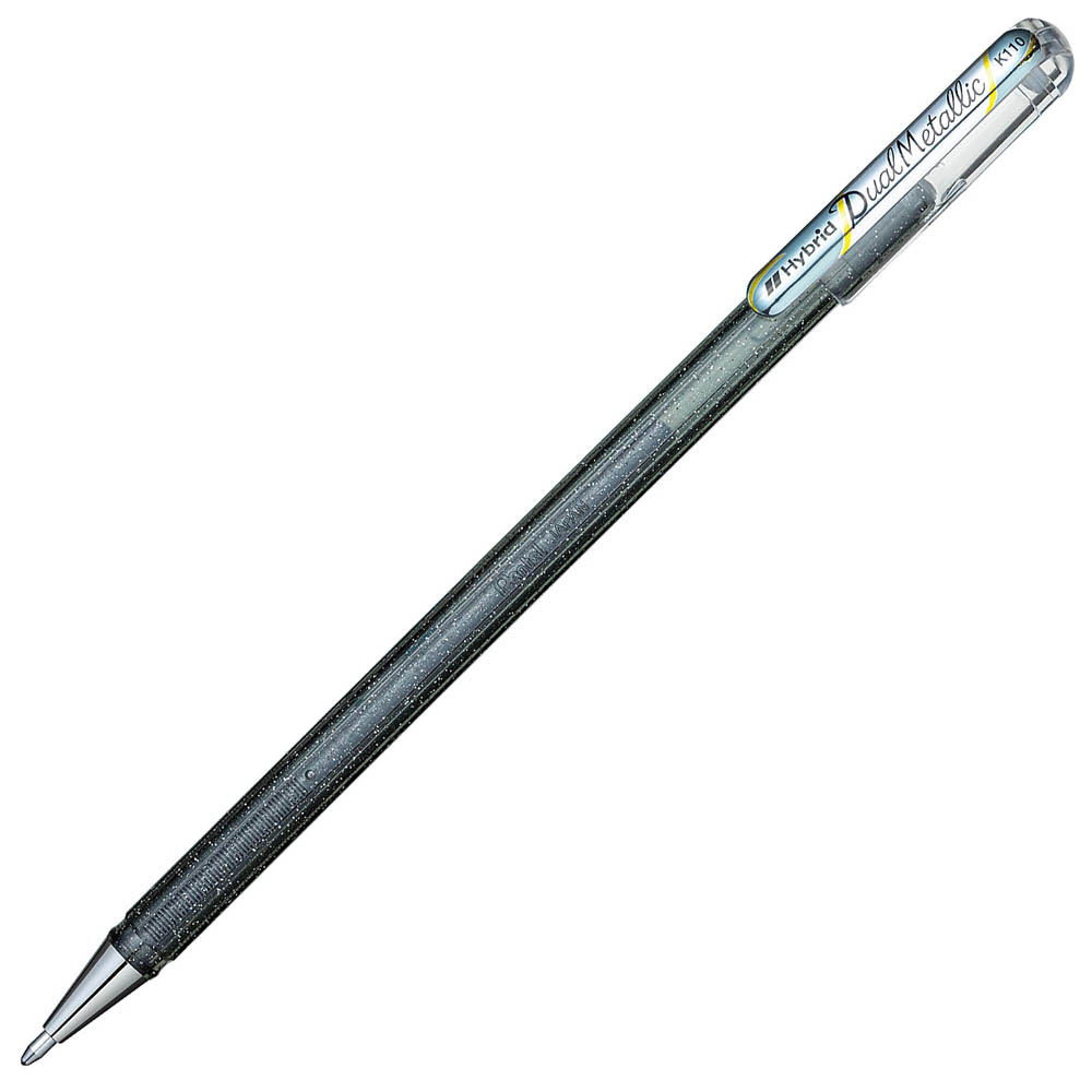 Image for PENTEL K110 HYBRID DUAL METALLIC GEL INK PEN 1.0MM SILVER BOX 12 from Angletons Office National