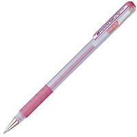 pentel k118 hybrid gel grip gel ink pen 0.8mm metallic pink box 12