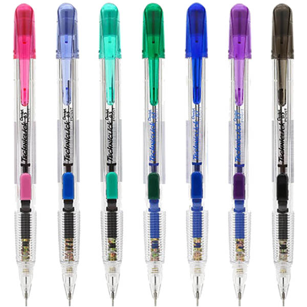 Image for PENTEL PD105 TECHNICLICK MECHANICAL PENCIL 0.5MM CLEAR/ASSORTED BOX 12 from Office National Barossa