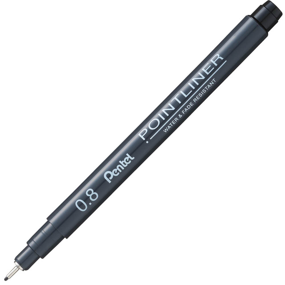 Image for PENTEL S20P POINTLINER FINELINER 0.8MM BLACK BOX 12 from Coffs Coast Office National