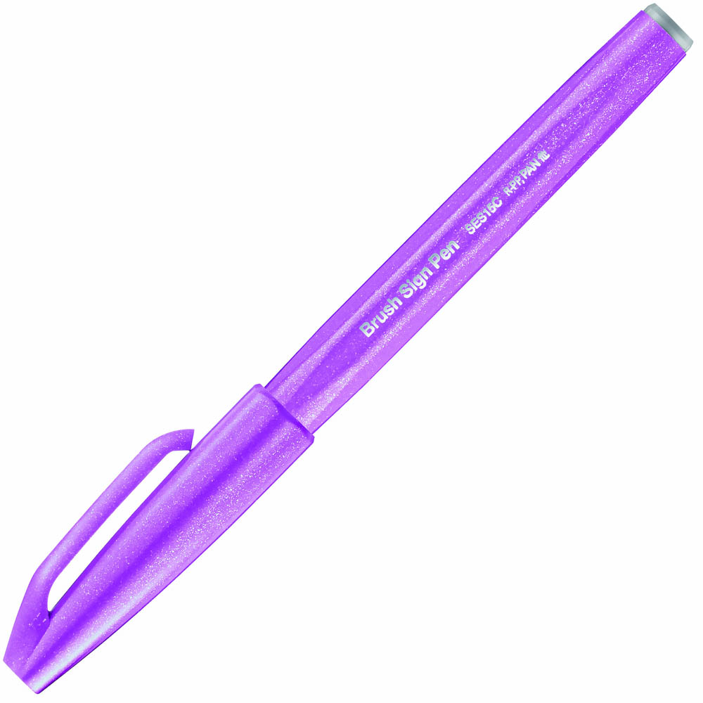 Image for PENTEL SES15C BRUSH SIGN PEN MARKER PINK PURPLE BOX 10 from PaperChase Office National