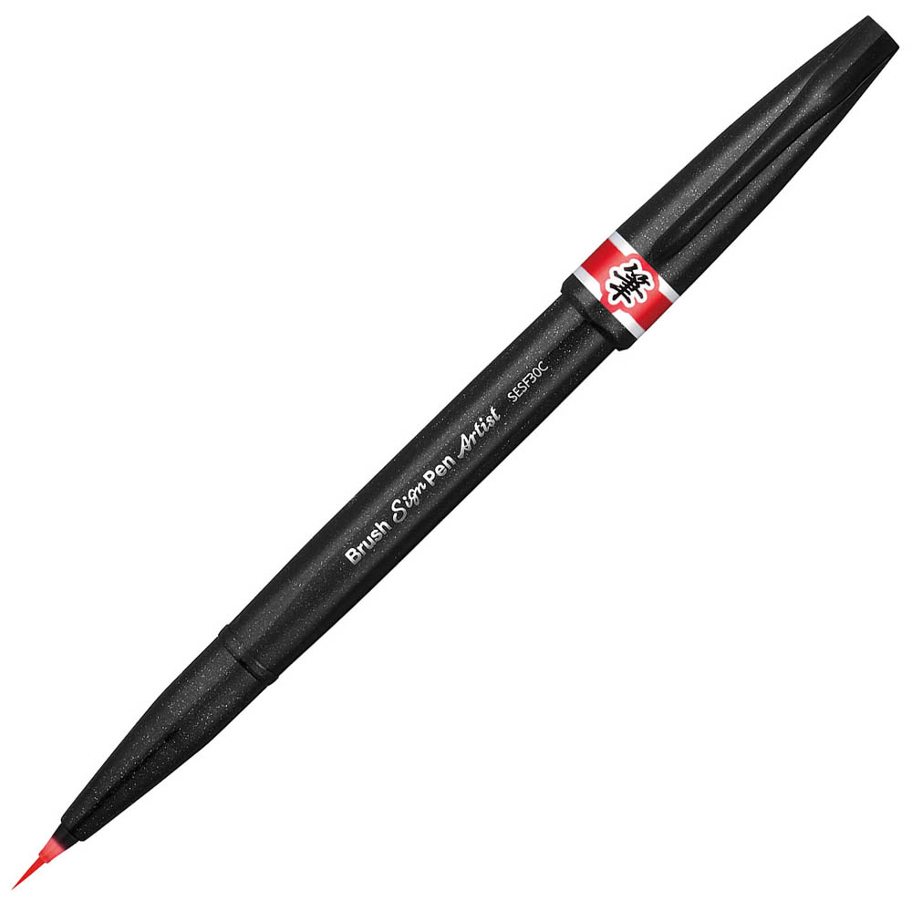 Image for PENTEL SESF30C ARTIST BRUSH SIGN PEN SUPER FINE RED BOX 12 from Office National Perth CBD