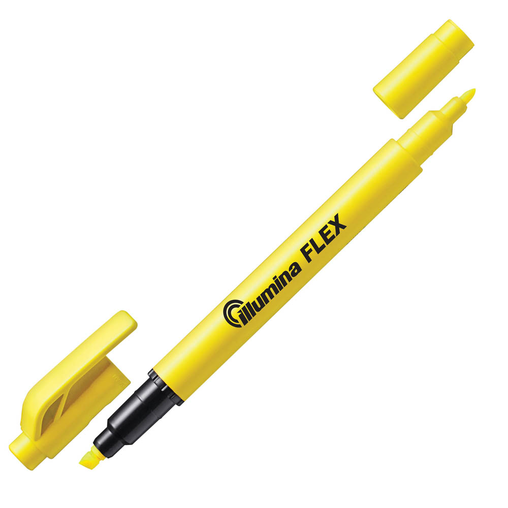 Image for PENTEL SLW11 ILLUMINA FLEX HIGHLIGHTER TWIN TIP BULLET/CHISEL YELLOW from Angletons Office National