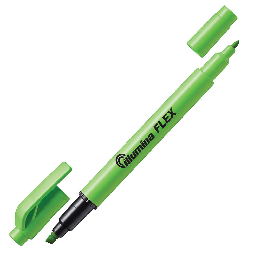 Image for PENTEL SLW11 ILLUMINA FLEX HIGHLIGHTER TWIN TIP BULLET/CHISEL LIGHT GREEN from Office National ONE Solution Business Supplies