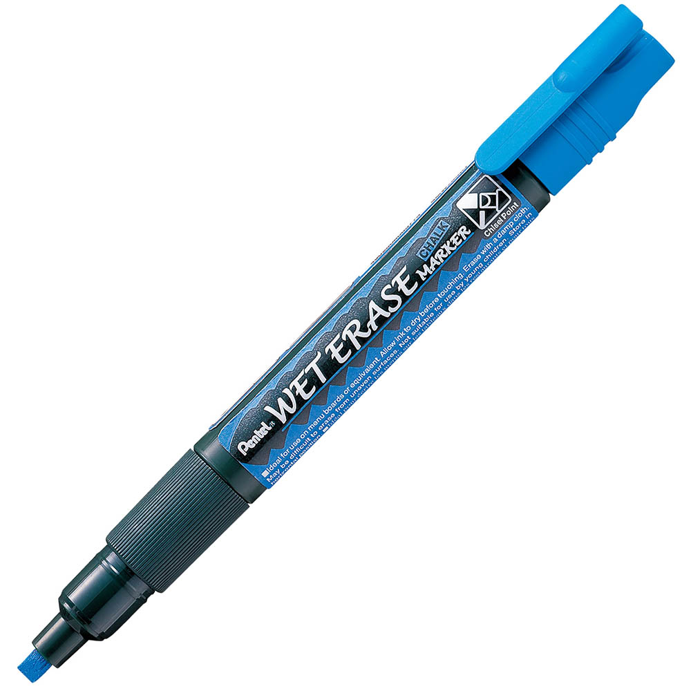Image for PENTEL SMW26 WET ERASE CHALK MARKER CHISEL BLUE from Coffs Coast Office National