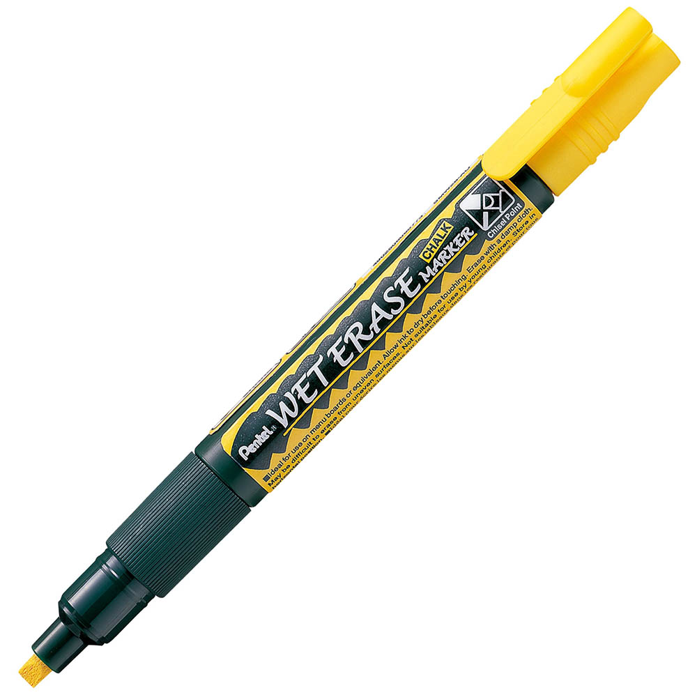 Image for PENTEL SMW26 WET ERASE CHALK MARKER CHISEL YELLOW from Surry Office National