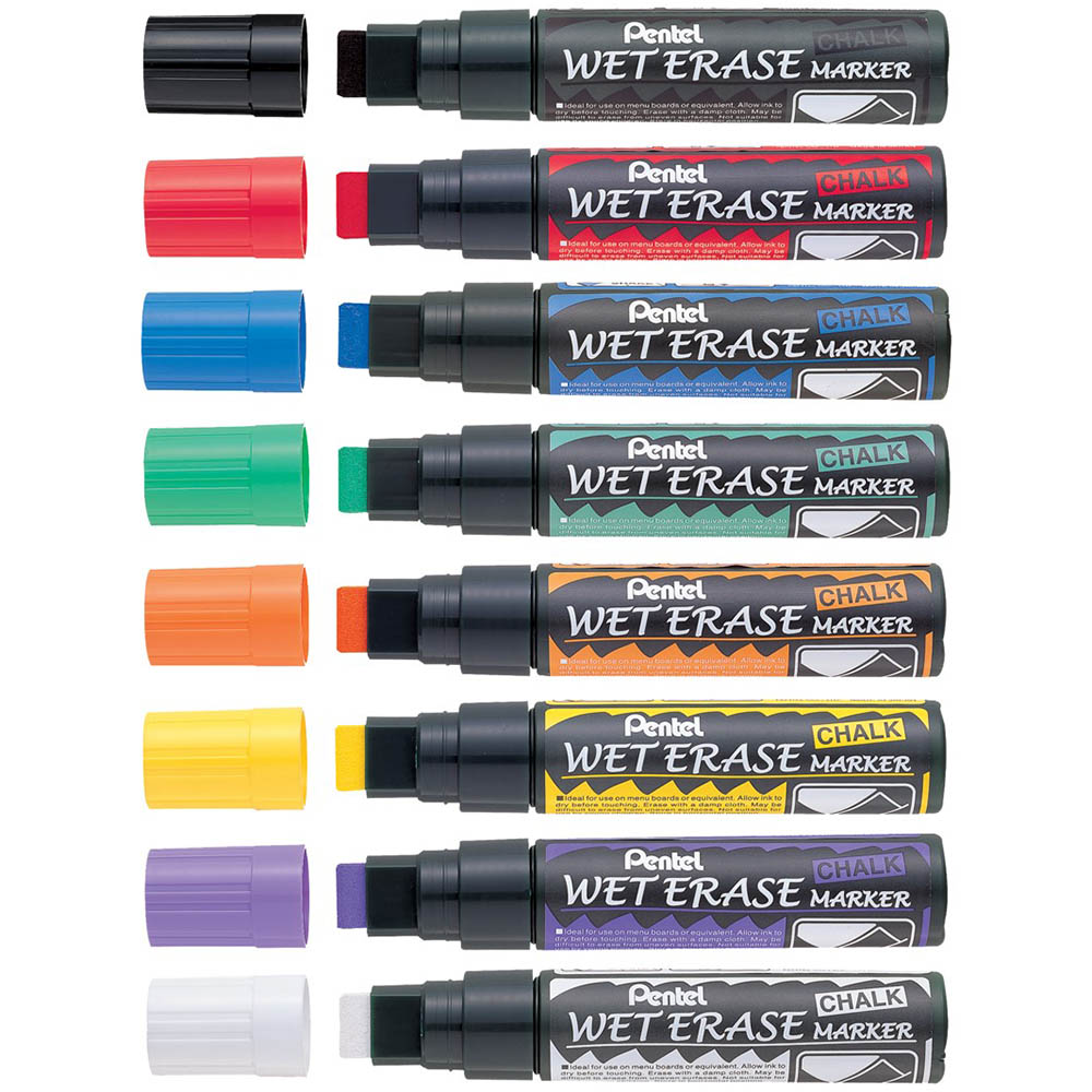 Image for PENTEL SMW56 JUMBO WET ERASE CHALK MARKER CHISEL 10-15MM ASSORTED BOX 12 from Surry Office National