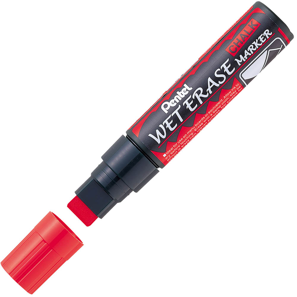 Image for PENTEL SMW56 JUMBO WET ERASE CHALK MARKER CHISEL 10-15MM RED from OFFICE NATIONAL CANNING VALE