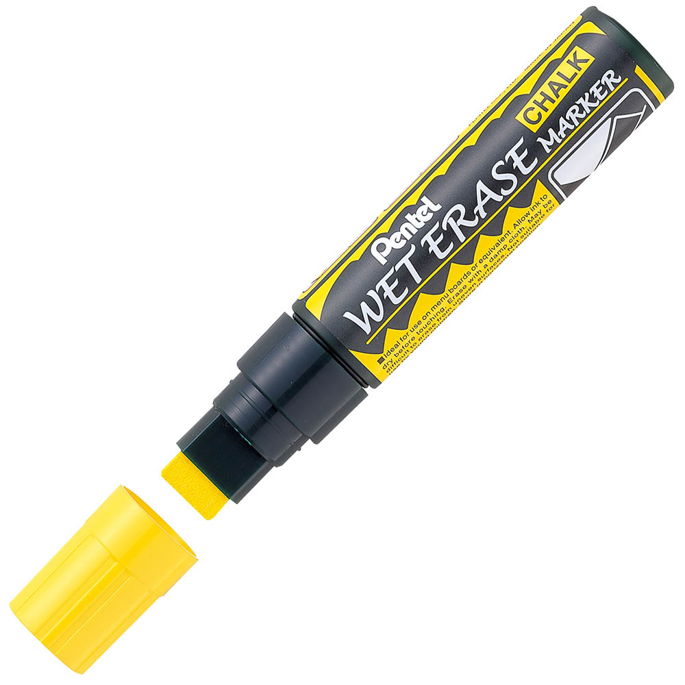 Image for PENTEL SMW56 JUMBO WET ERASE CHALK MARKER CHISEL 10-15MM YELLOW from Surry Office National