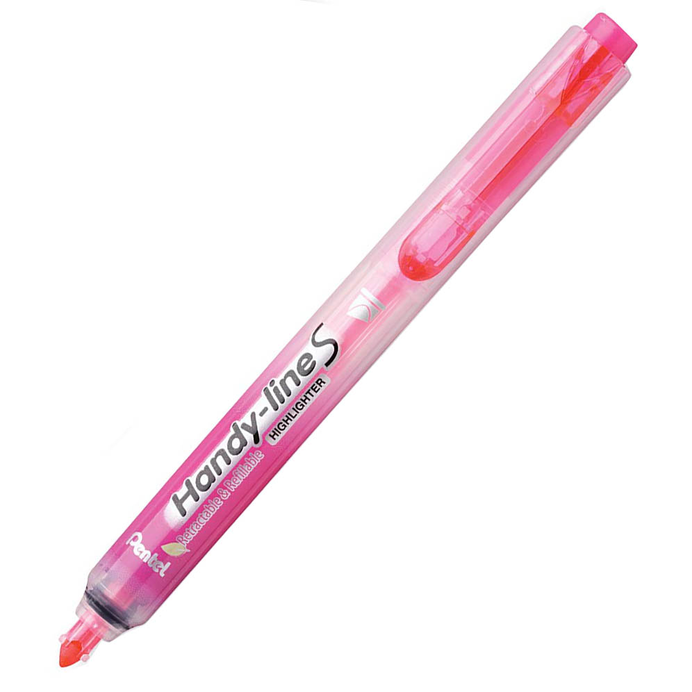 Image for PENTEL SXS15 HANDY-LINE S RETRACTABLE HIGHLIGHTER CHISEL PINK BOX 12 from Office National Perth CBD
