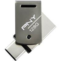 pny duley dual usb 3.1 otg type-c flash drive 128gb grey