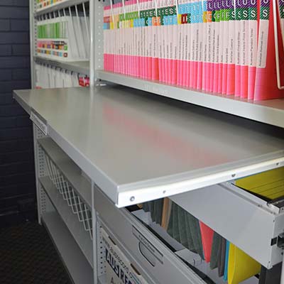 Image for STEELCO TAMBOUR DOOR CABINET PULL OUT SHELF 900MM SATIN SILVER from PaperChase Office National