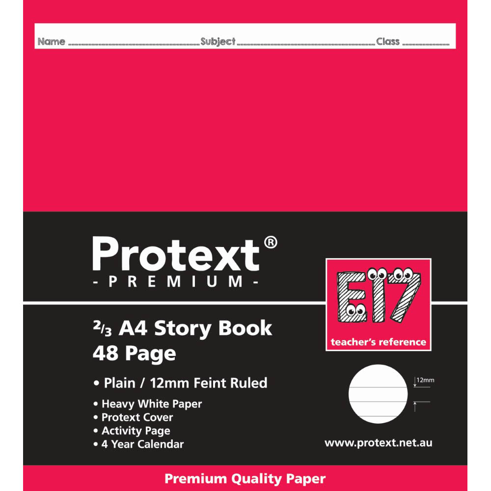 Image for PROTEXT PREMIUM E17 STORY BOOK PLAIN AND 12MM RULED 48 PAGE 210 X 190MM ASSORTED from Surry Office National