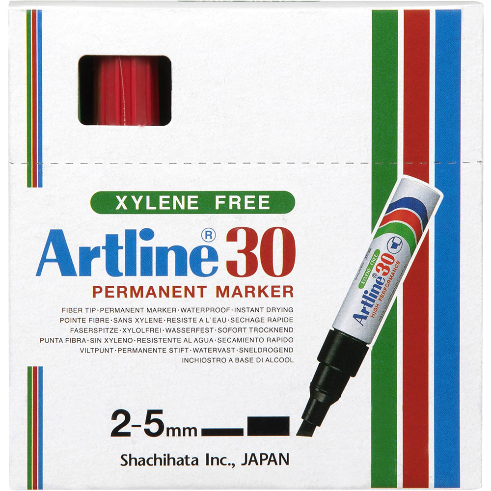 Image for ARTLINE 30 MINI PERMANENT MARKER CHISEL 5MM ASSORTED BOX 12 from Mackay Business Machines (MBM) Office National