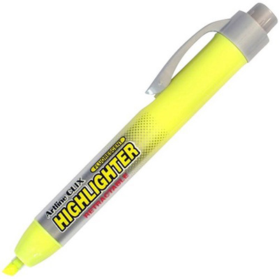 Image for ARTLINE 63 CLIX HIGHLIGHTER RETRACTABLE CHISEL YELLOW from Office National Balcatta