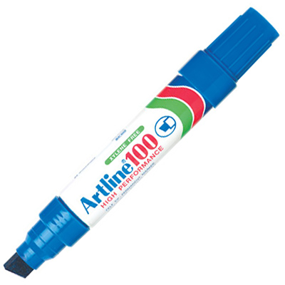 Image for ARTLINE 100 PERMANENT MARKER CHISEL 12MM BLUE from PaperChase Office National
