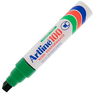 Image for ARTLINE 100 PERMANENT MARKER CHISEL 12MM GREEN from Surry Office National