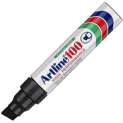 Image for ARTLINE 100 PERMANENT MARKER CHISEL 12MM BLACK HANGSELL from Surry Office National