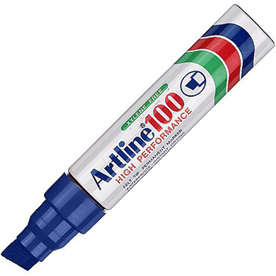 Image for ARTLINE 100 PERMANENT MARKER CHISEL 12MM BLUE HANGSELL from PaperChase Office National