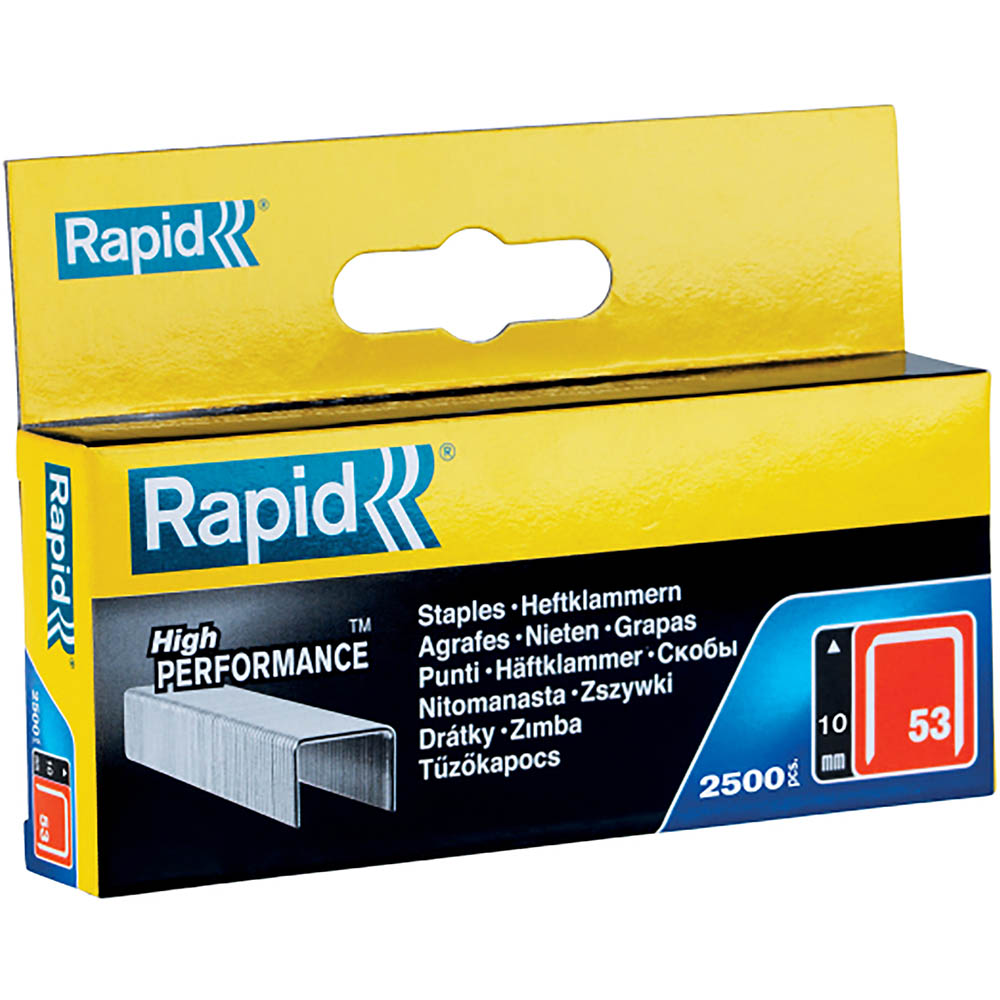 Image for RAPID HIGH PERFORMANCE STAPLES 53/10 BOX 2500 from Aztec Office National Melbourne