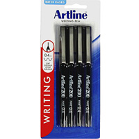 artline 200 fineliner pen 0.4mm black pack 4