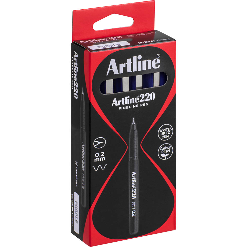 Image for ARTLINE 220 FINELINER PEN 0.2MM PURPLE BOX 12 from PaperChase Office National