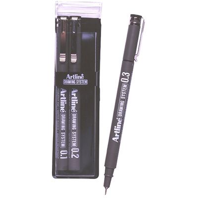 Image for ARTLINE 230 TECHNICAL DRAWING SYSTEM PEN 0.1-0.3MM BLACK WALLET 3 from PaperChase Office National