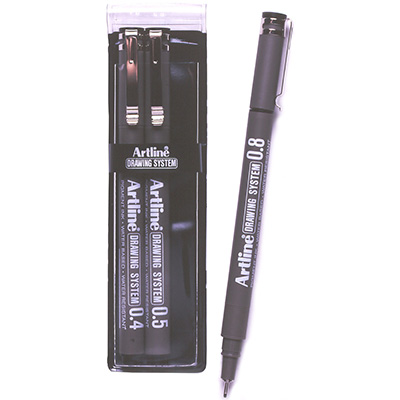 Image for ARTLINE 230 TECHNICAL DRAWING SYSTEM PEN 0.4-0.8MM BLACK WALLET 3 from Officebarn Office National
